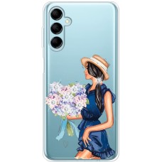 Чохол для Samsung Galaxy M14 (M146) Mixcase зі стразами дівчина з квітами в сукні