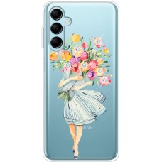 Чохол для Samsung Galaxy M14 (M146) Mixcase зі стразами дівчина з букетом