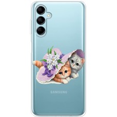 Чохол для Samsung Galaxy M14 (M146) Mixcase зі стразами котики в капелюс