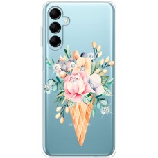 Чохол для Samsung Galaxy M14 (M146) Mixcase зі стразами ріжок з квітами