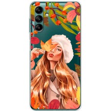 Чохол для Samsung Galaxy A04S (A047) MixCase осінь дівчина у біреті