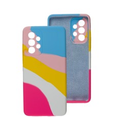 Чохол для Samsung Galaxy A53 (A536) Silicone Full rainbow блакитний / фуксія