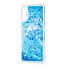 Чохол для Samsung Galaxy A50 / A50s / A30s Блискучі вода "дельфін синій"