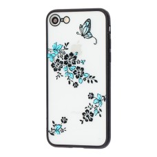 Чохол Luoya для iPhone 7 / 8 New soft touch метелики чорно-блакитний