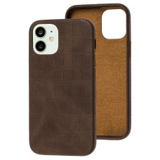 Чохол для iPhone 12 mini Leather croco full коричневий
