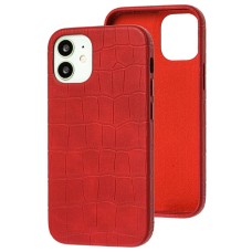 Чохол для iPhone 12 mini Leather croco full червоний