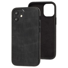 Чохол для iPhone 12 / 12 Pro Leather croco full black