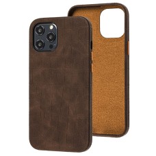 Чохол для iPhone 12 Pro Max Leather croco full коричневий