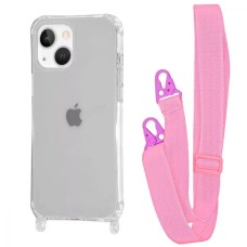 Чохол WAVE Clear Case with Strap iPhone 13 / 14 pink