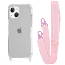 Чохол WAVE Clear Case with Strap iPhone 13 / 14 pink sand