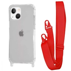 Чохол WAVE Clear Case with Strap iPhone 13 / 14 red