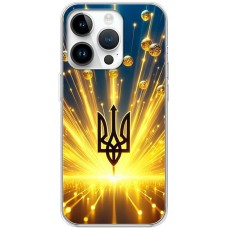Чохол для iPhone 15 Pro MixCase патріотичні Тризуб у золоті