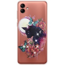 Чохол для Samsung Galaxy A04e (A042) MixCase зі стразами Cat in Flowers