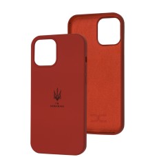 Чохол для iPhone 12 Pro Max Silicone Full Тризуб темно-червоний