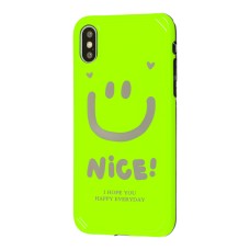 Чохол для iPhone Xs Max Nice smile popsocket салатовий