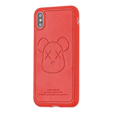Чохол для iPhone X / Xs Kaws leather червоний