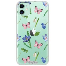 Чохол для iPhone 11 Mixcase квіти рожеві метелики та проліски