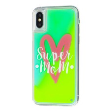 Чохол для iPhone X / Xs "Neon пісок" Super Mom