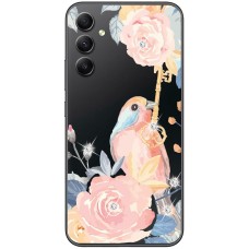 Чохол для Samsung Galaxy A14 Mixcase зі стразами пташка з квітами