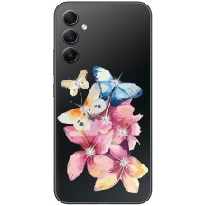 Чохол для Samsung Galaxy A14 Mixcase зі стразами метелики з квітами