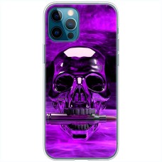Чохол для iPhone 13 Pro Max MixCase патріотичні фіолетовий череп з кулею