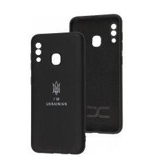 Чохол для Samsung Galaxy A20/A30 Silicone Full Тризуб чорний