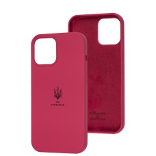 Чохол для iPhone 12 Pro Max Silicone Full Тризуб малиновий
