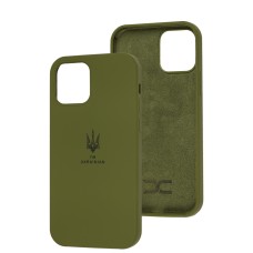 Чохол для iPhone 12 / 12 Pro Silicone Full Тризуб зелений