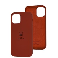 Чохол для iPhone 12 / 12 Pro Silicone Full Тризуб темно-червоний