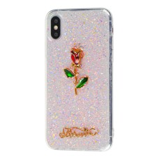 Чохол Forever для iPhone X/Xs з блискітками рожевий