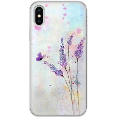 Чохол для iPhone X / Xs Mixcase акварельна лаванда квіти з метеликом