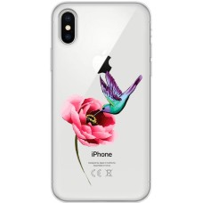 Чохол для iPhone X / Xs Mixcase квіти колібрі в півоні