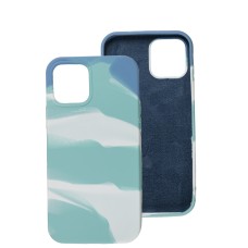 Чохол для iPhone 12/12 Pro Aquarelle full бірюзово-білий