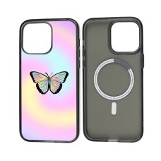 Чохол для iPhone 14 MixCase MagSafe метелик і веселка