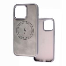 Чохол для iPhone 13 Pro Side Leather MagSafe сірий