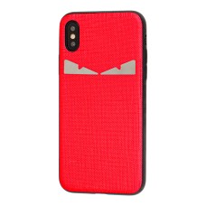 Чохол Fendi для iPhone X / Xs текстиль червоний
