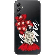 Чохол для Samsung Galaxy A14 Mixcase зі стразами дівчина з кульками
