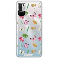Чохол для Xiaomi Redmi Note 10 5G / Poco M3 Pro Mixcase квіти білі та рожеві метелики