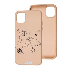 Чохол для iPhone 11 Mixcase з мікрофіброю бежевий подорожі континенти