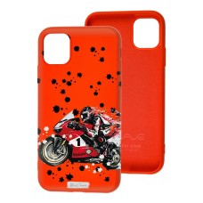 Чохол для iPhone 11 Mixcase з мікрофіброю червоний мото-гонщик