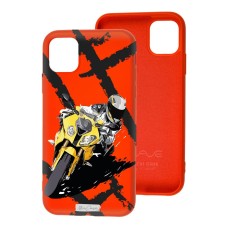 Чохол для iPhone 11 Mixcase з мікрофіброю червоний мотоцикл