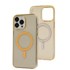 Чохол для iPhone 14 Pro Max Clear color MagSafe orange