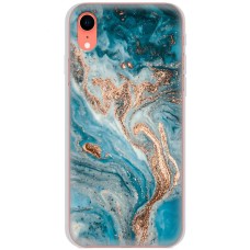 Чохол для iPhone Xr MixCase бірюзовий мармур з позолотою