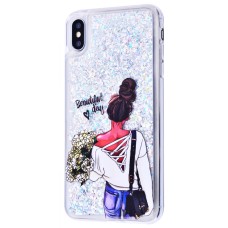 Чохол для iPhone X блискітки вода "girl and beautiful day"