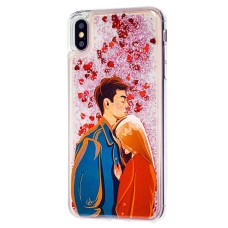 Чохол для iPhone Xs Max блискітки вода "girl and boy forever"
