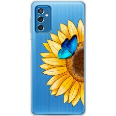 Чохол для Samsung Galaxy M52 (M526) Mixcase квіти соняшник з блакитним метеликом
