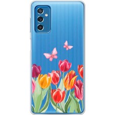 Чохол для Samsung Galaxy M52 (M526) Mixcase квіти тюльпани з двома метеликами