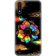 Чохол для Samsung Galaxy A01 (A015) MixCase Леопард райдужна квітка