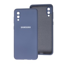 Чохол для Samsung Galaxy A02 (A022) Lime silicon з мікрофіброю сірий