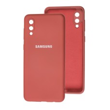 Чохол для Samsung Galaxy A02 (A022) Lime silicon з мікрофіброю камелія
